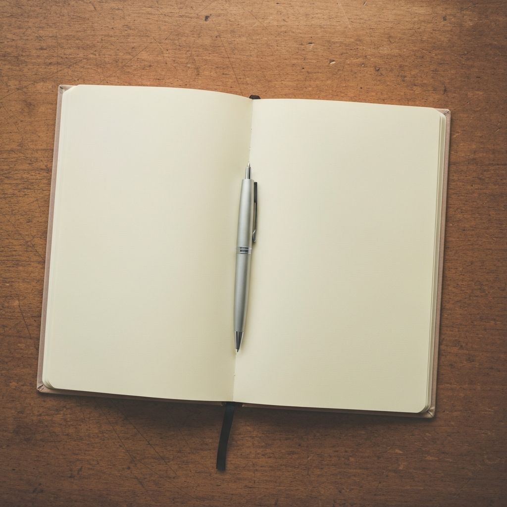 Отворен бележник на маса